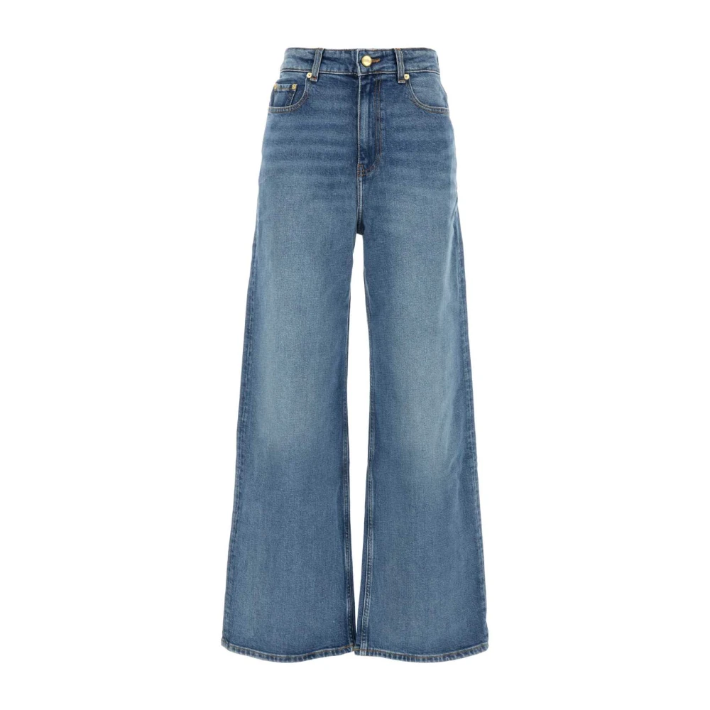 Ganni Wijde Stretch Denim Jeans Blue Dames