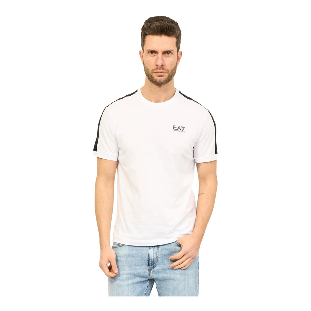 Emporio Armani EA7 Korte Mouw T-shirt met Logo Tape White Heren