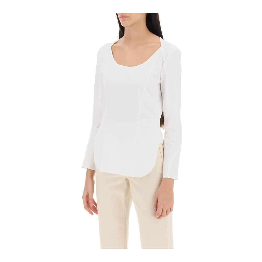 By Malene Birger Organische Stretch Katoenen Poplin Blouse By Herenne Birger White Dames