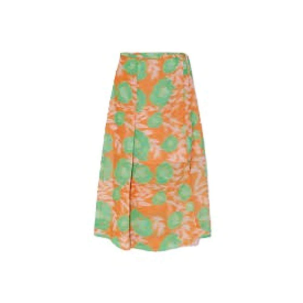 Ganni Bloemen Mini Rok Orange Dames