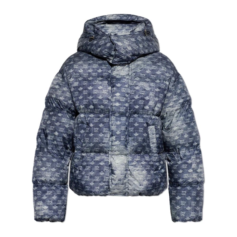 Dsquared2 , Down Jackets, Male, Blue, M, Puffer Jacket With Monogram