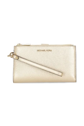 Gyllene läderpochette med kortfickor
