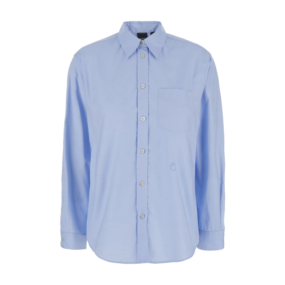 Pinko Women's Blue Shirts, L, Corea Popeline Shirt