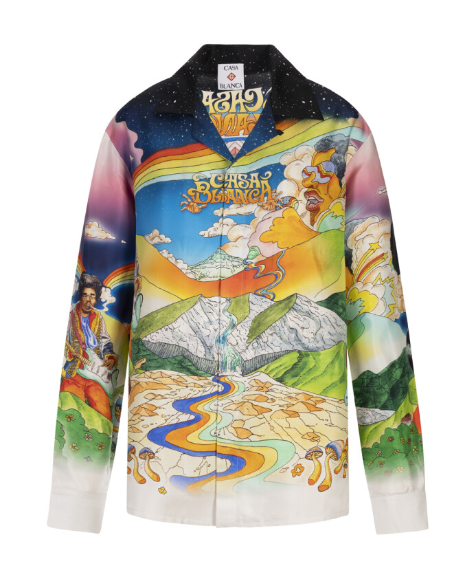 chemise-en-soie-a-manches-longues-multicolore