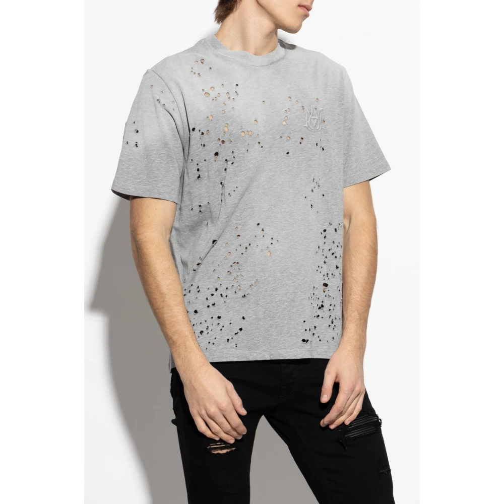 Amiri T-shirt met vintage effect Gray Heren