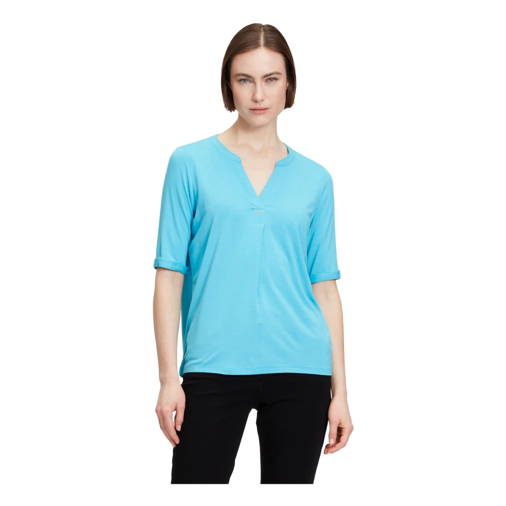 Betty Barclay Feminine V-hals Blouse Shirt Blue Dames