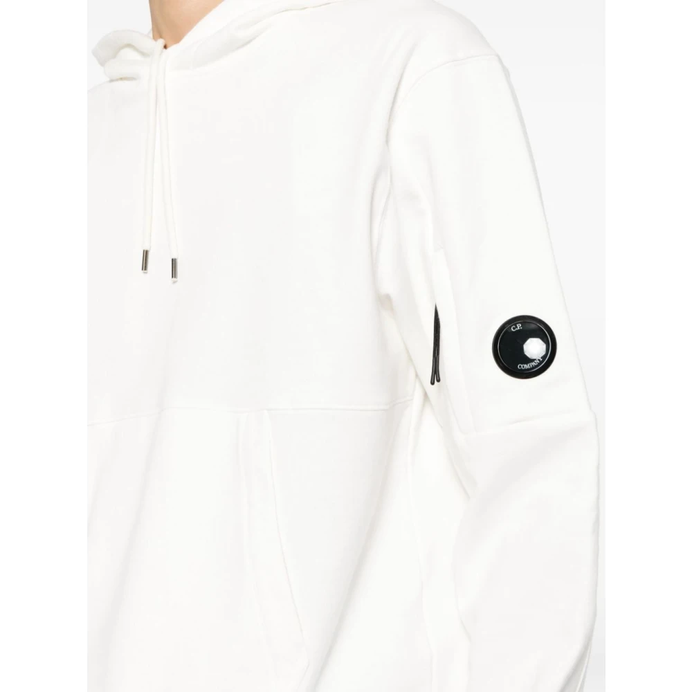 C.P. Company Witte Katoenen Sweater met Lens Detail White Heren