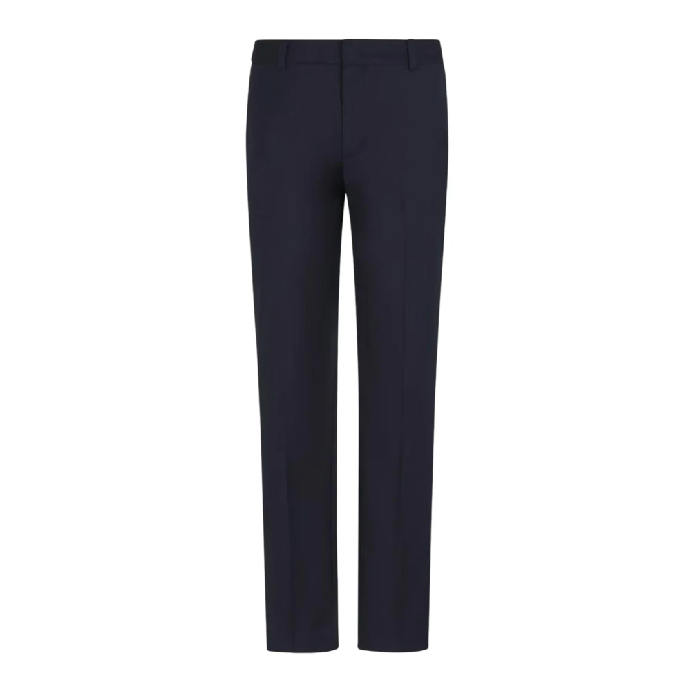 Emporio Armani Men's Blue Chino Style Trousers With Logo Plaque