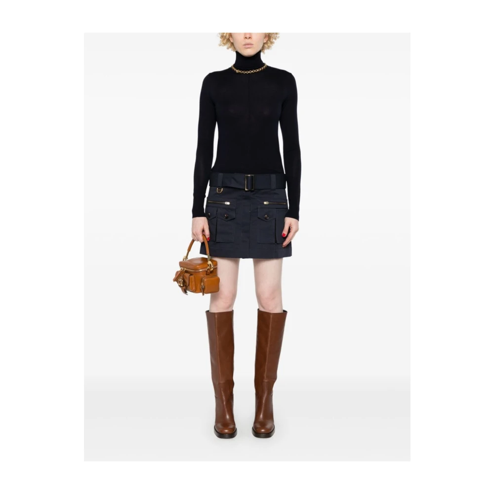 Chloé Navy Blue Wool Turtleneck Sweater Blue Dames
