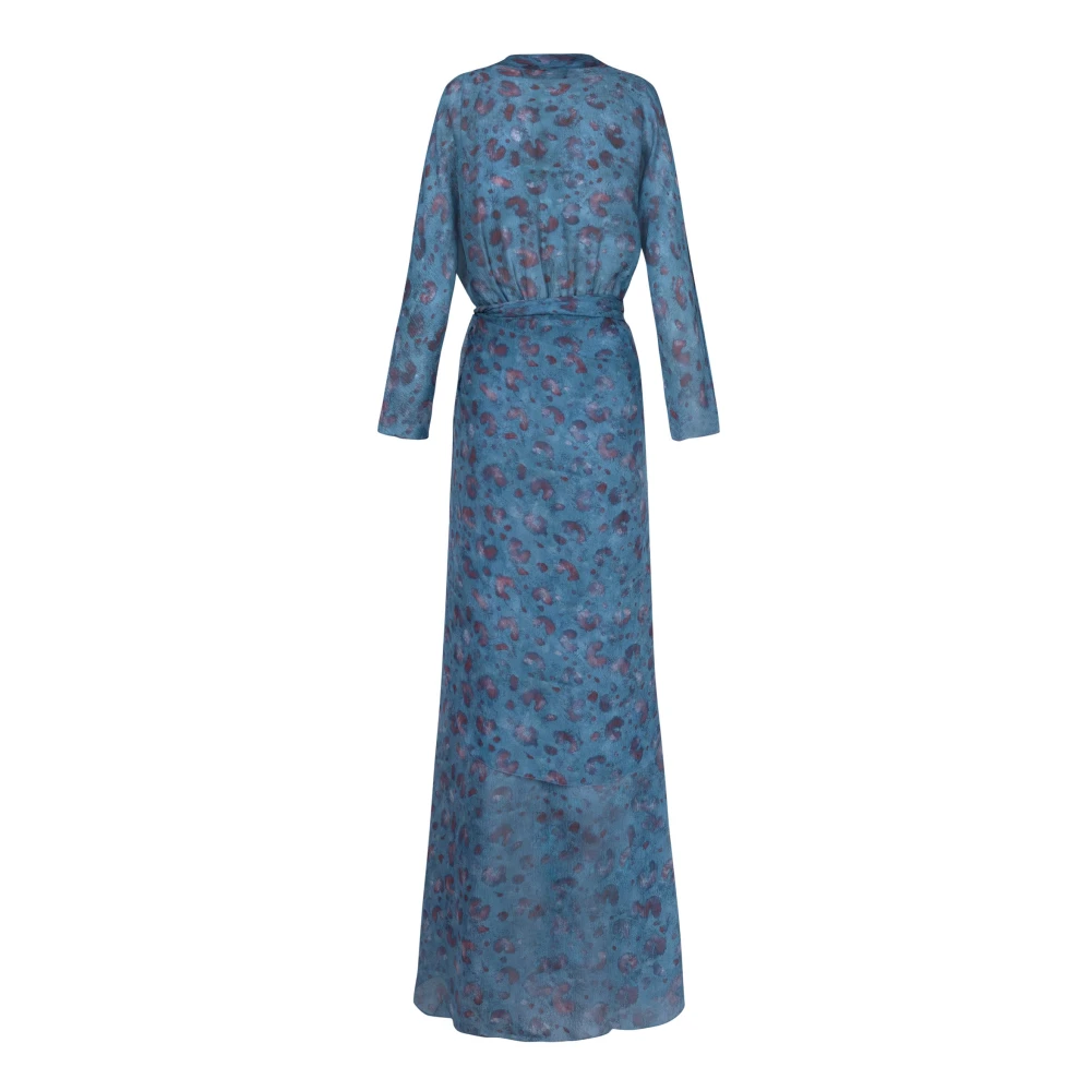 Cortana Sophia zijden eilandprint jurk Blue Dames