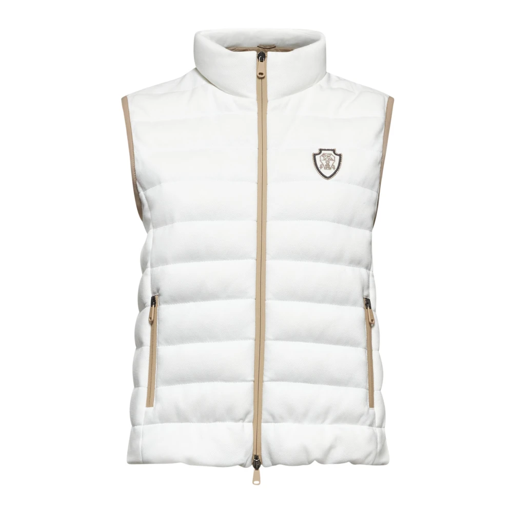 BRUNELLO CUCINELLI Mouwloos Hoge Kraag Rits Vest Beige Dames