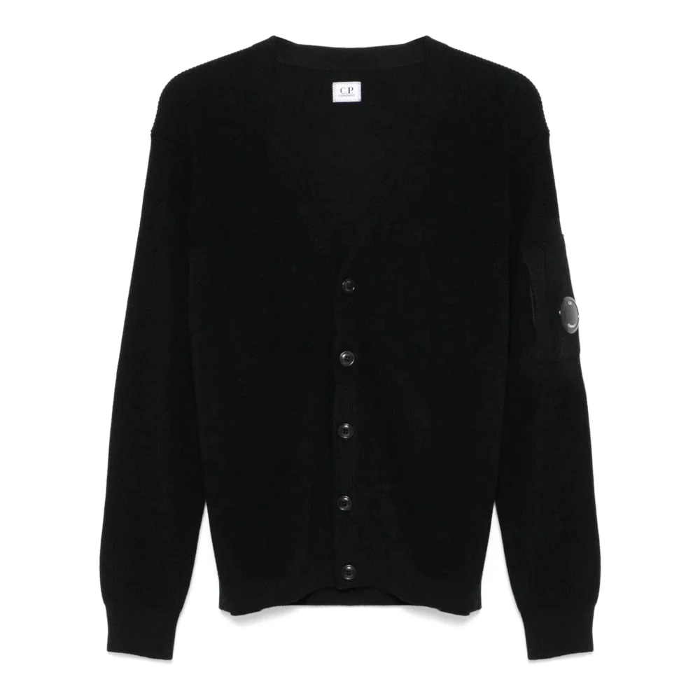 C.P. Company Zwarte Merino Cardigan met knoopsluiting Black Heren
