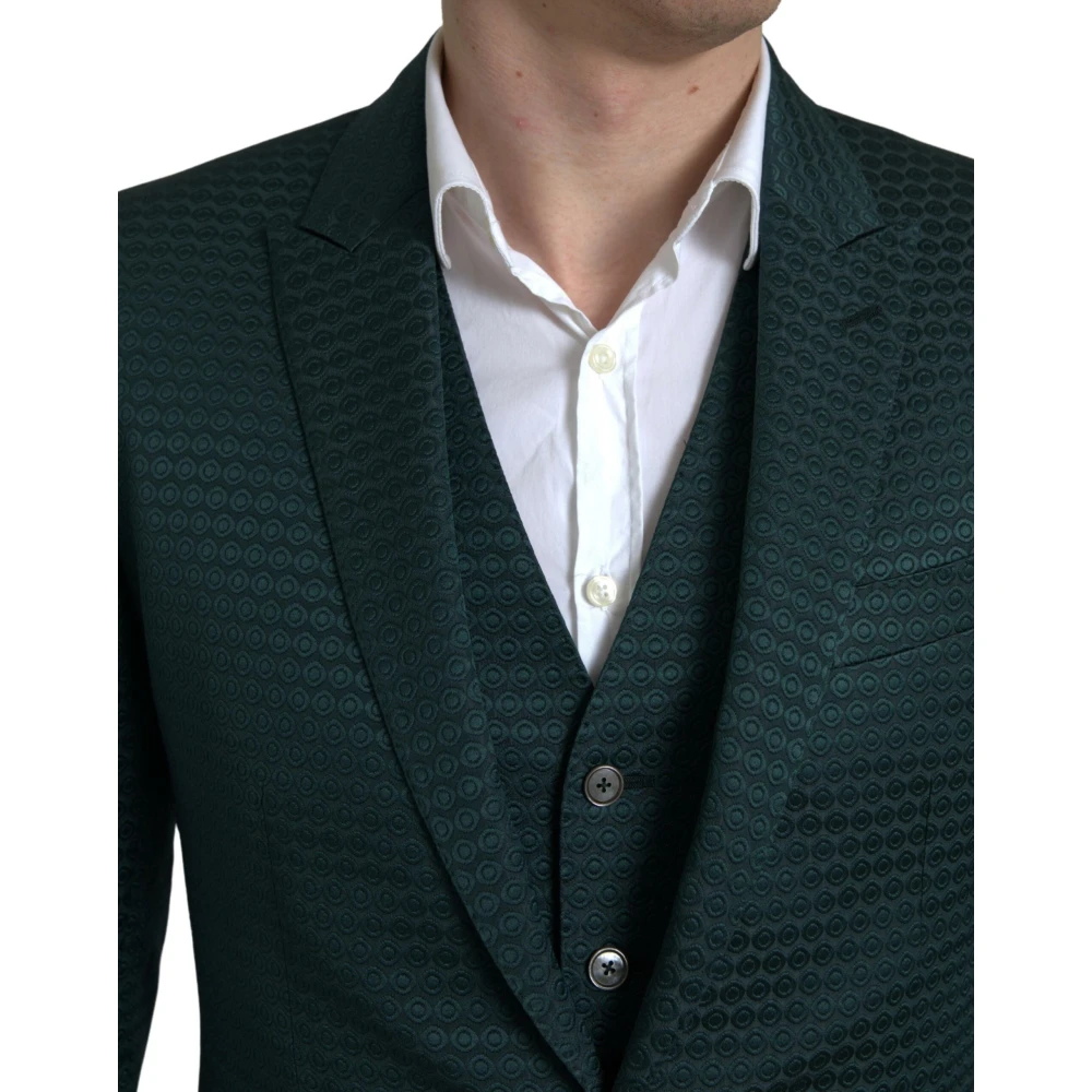 Dolce & Gabbana Smaragdgroen Slim Fit 3-Delig Pak Green Heren