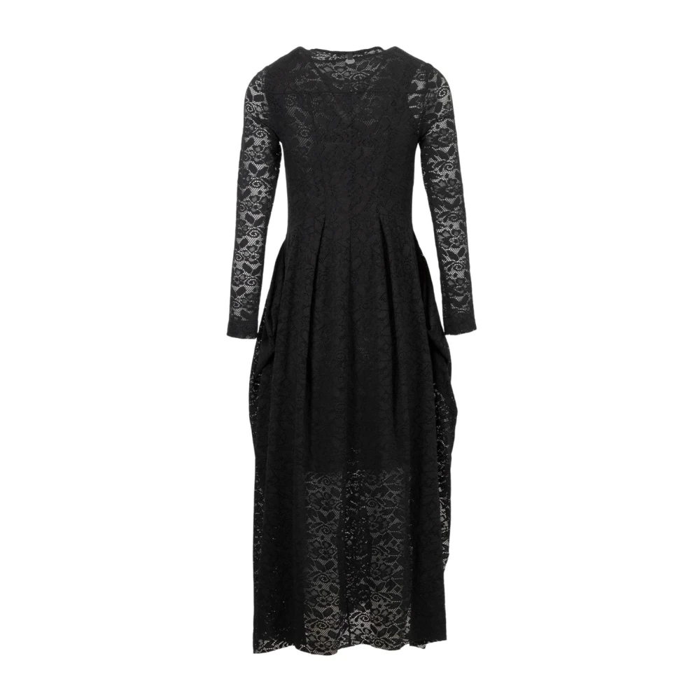 High Zwarte bloemen kanten jurk Black Dames
