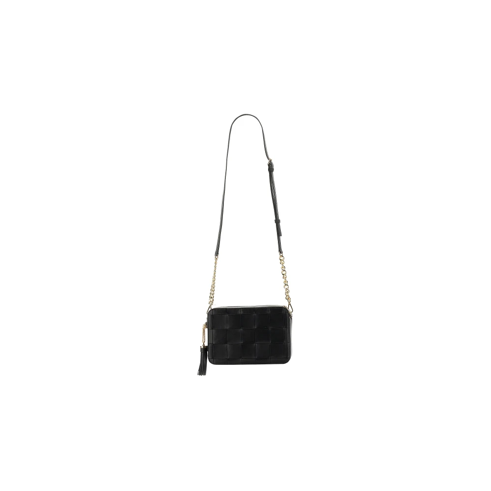 Michael Kors Ginny Medium Geweven Lederen Crossbody Tas Black Dames