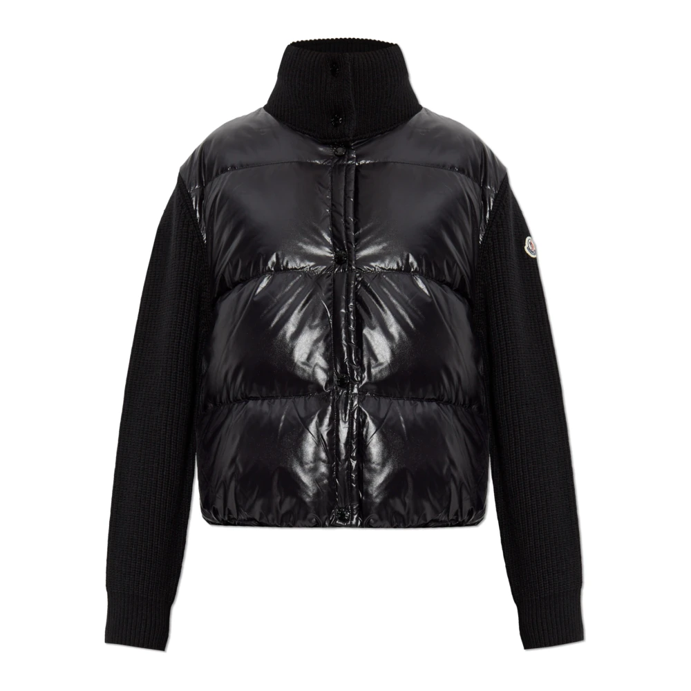 Moncler Gewatteerde wollen vest met rits Black Dames