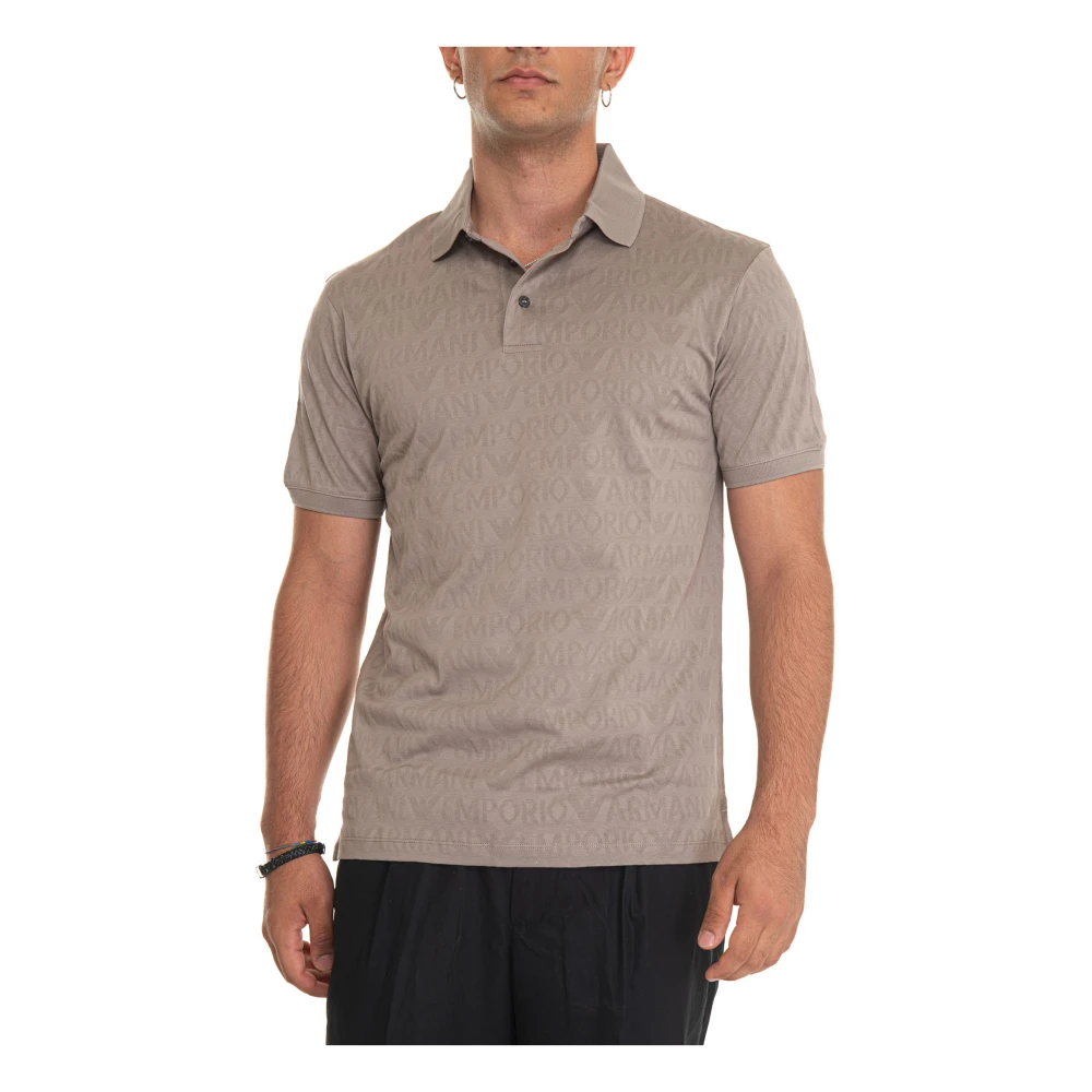Emporio Armani Polo Shirt met Logo en 3 Knopen Gray Heren