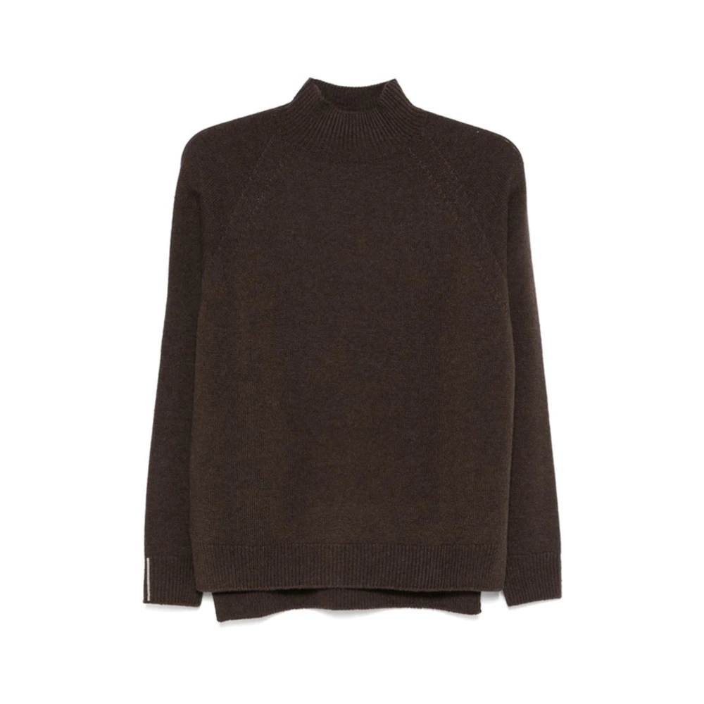 PESERICO Bruine Wollen Mix Mock-Neck Sweater Brown Dames