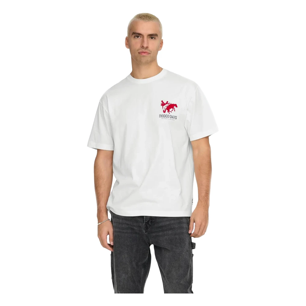 Only & Sons Casual Katoenen T-shirt in Diverse Kleuren White Heren