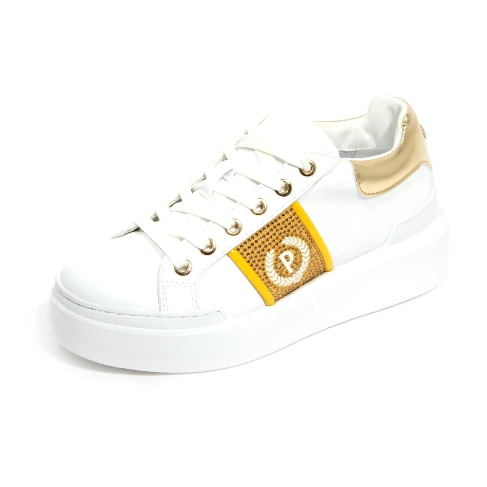 Pollini Vegan Leren Sneakers met Strass Dames Schoenen Wit
