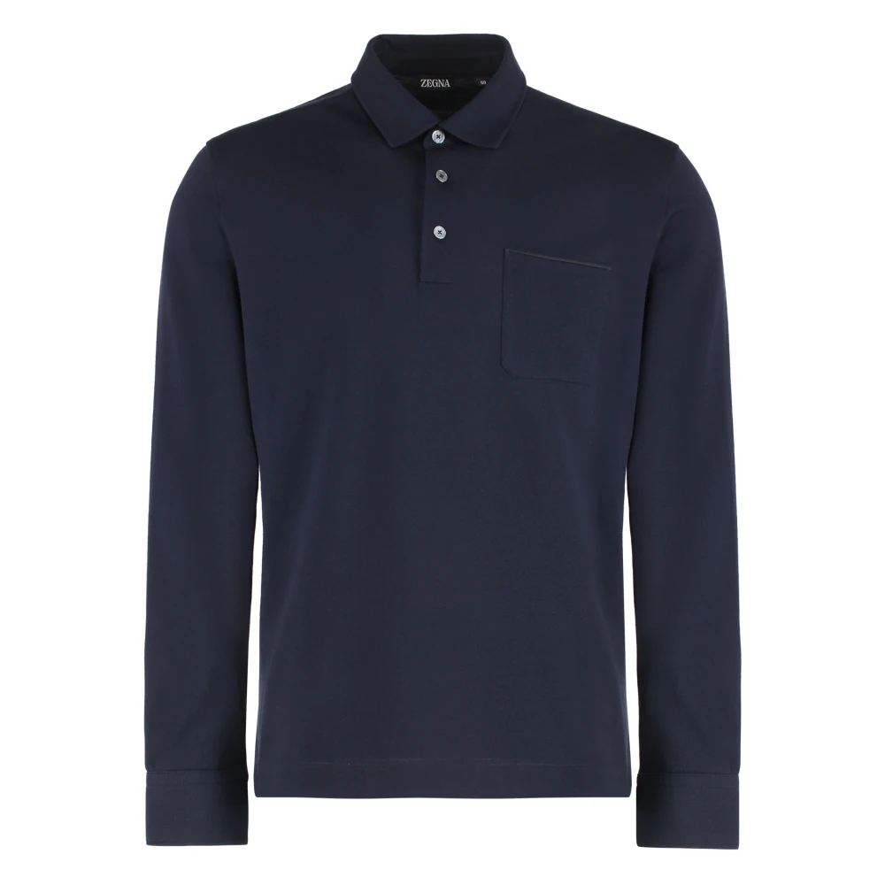 Ermenegildo Zegna Katoenen poloshirt met voorzak Blue Heren