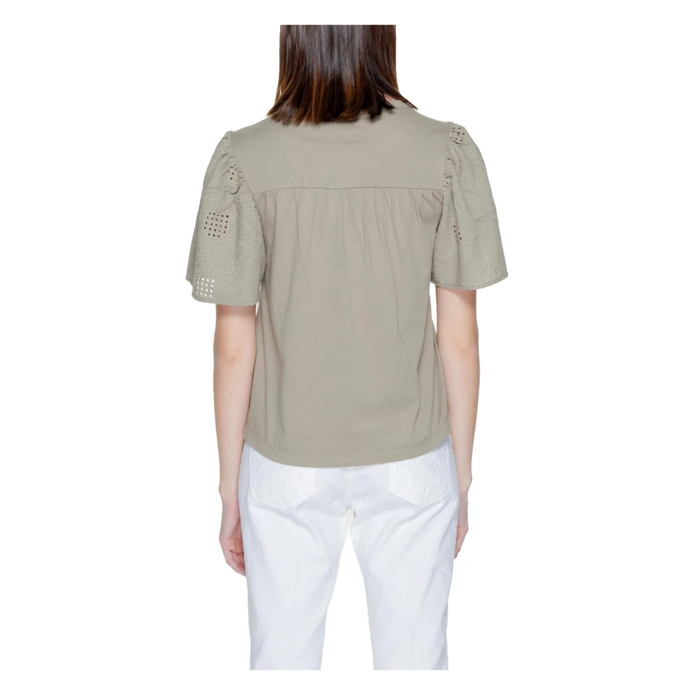 Jacqueline de Yong Katoenen T-shirt Lente Zomer Collectie Green Dames