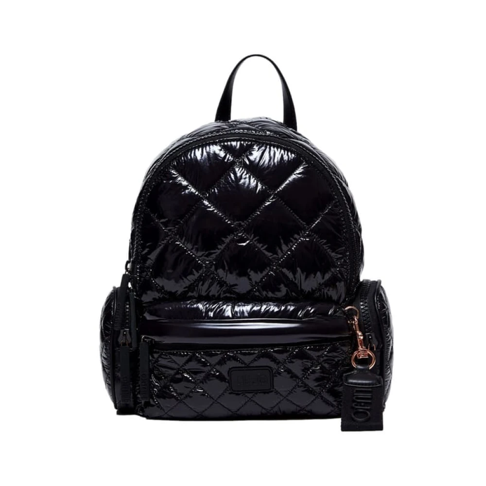 Liu Jo Gewatteerde Nylon Rugzak met Logovoering Black Dames