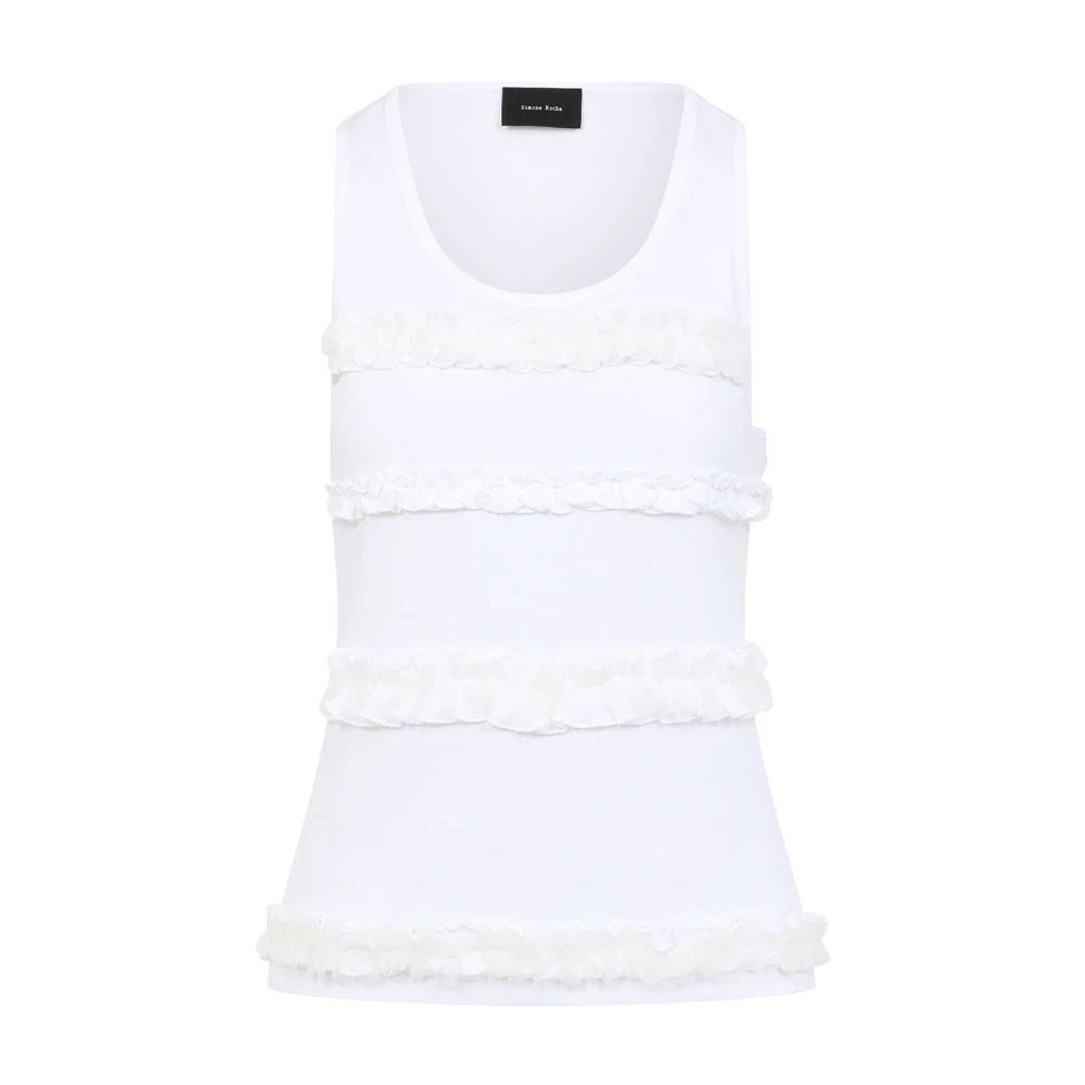 Simone Rocha White Sleeveless Tops, Female, Xs, Topwear Chic Cotton