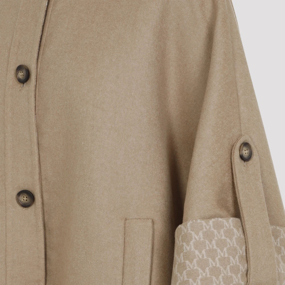 Max Mara Omkeerbare Logo Cape in Kameel Brown Dames