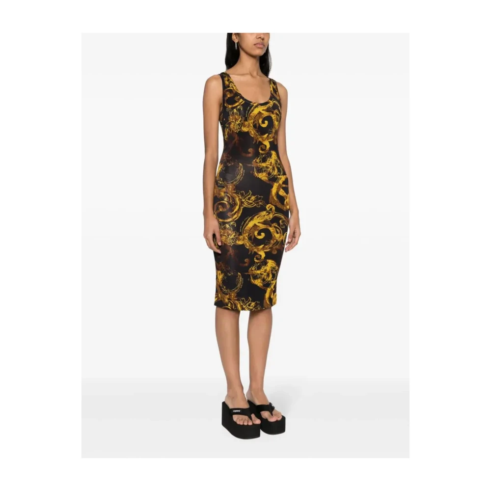 Versace Jeans Couture Waterverf Couture-print Midi Jurk Multicolor Dames