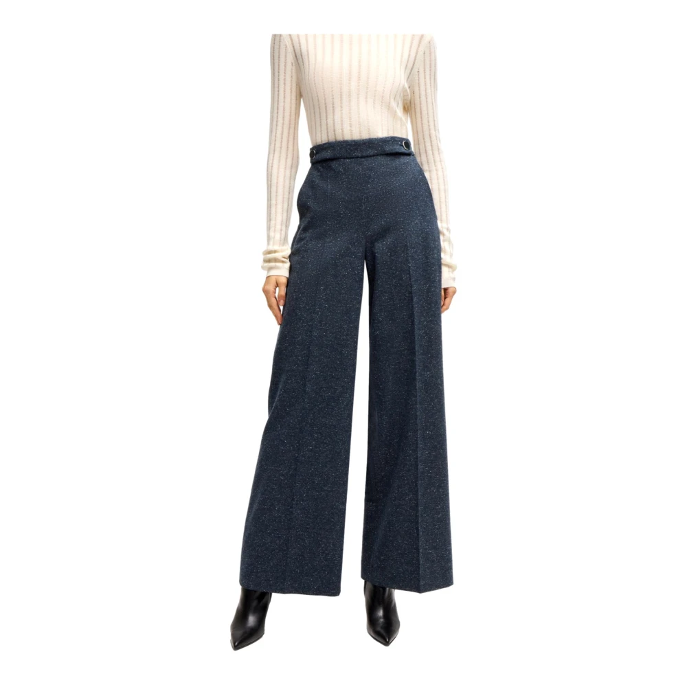 Hugo Boss Blauwe Broek van Wolmix Tupita Model Blue Dames