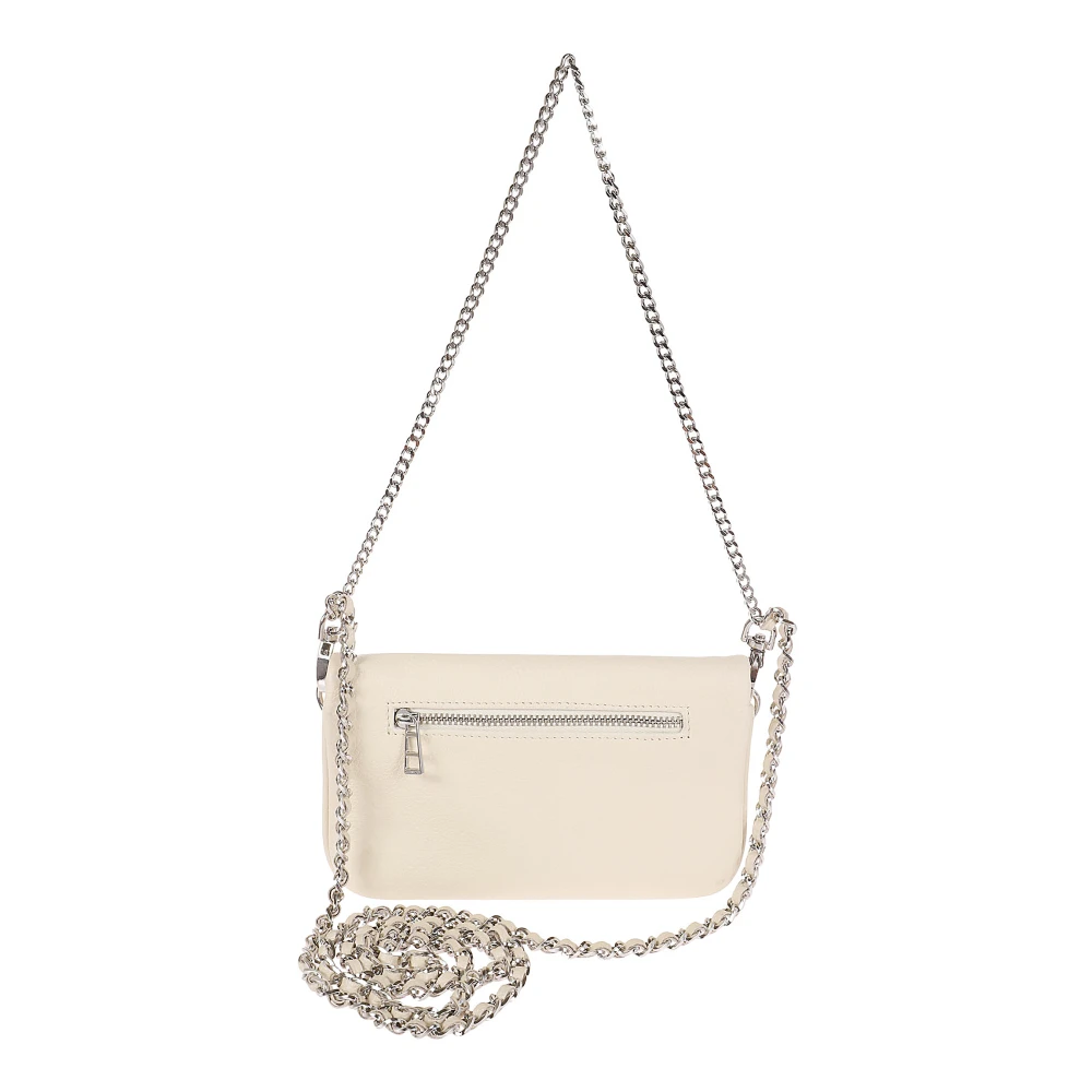 Zadig & Voltaire Nano Swing leren tas met strass logo White Dames