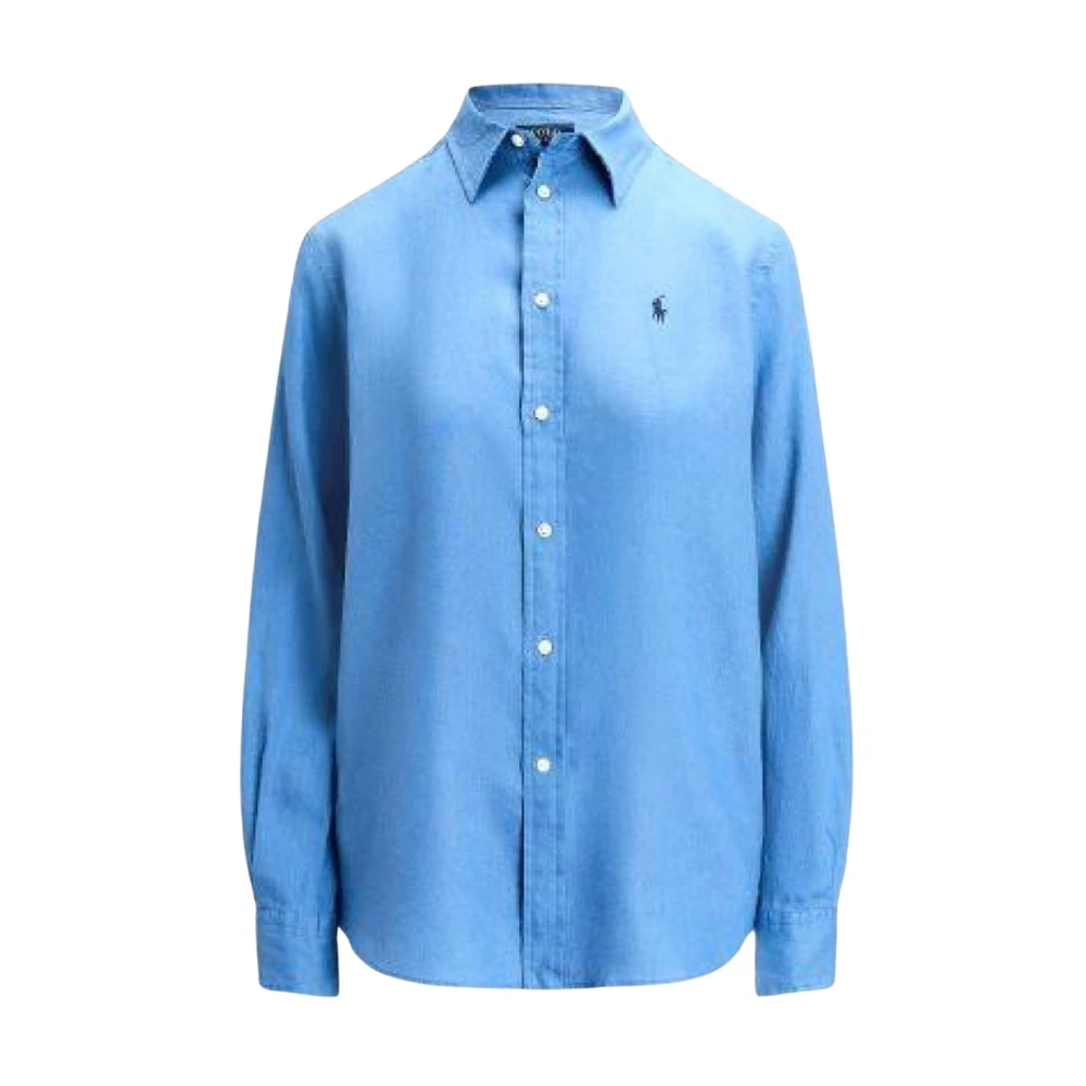Ralph Lauren Blauw Langemouw Knoop-Front Shirt Blue Dames