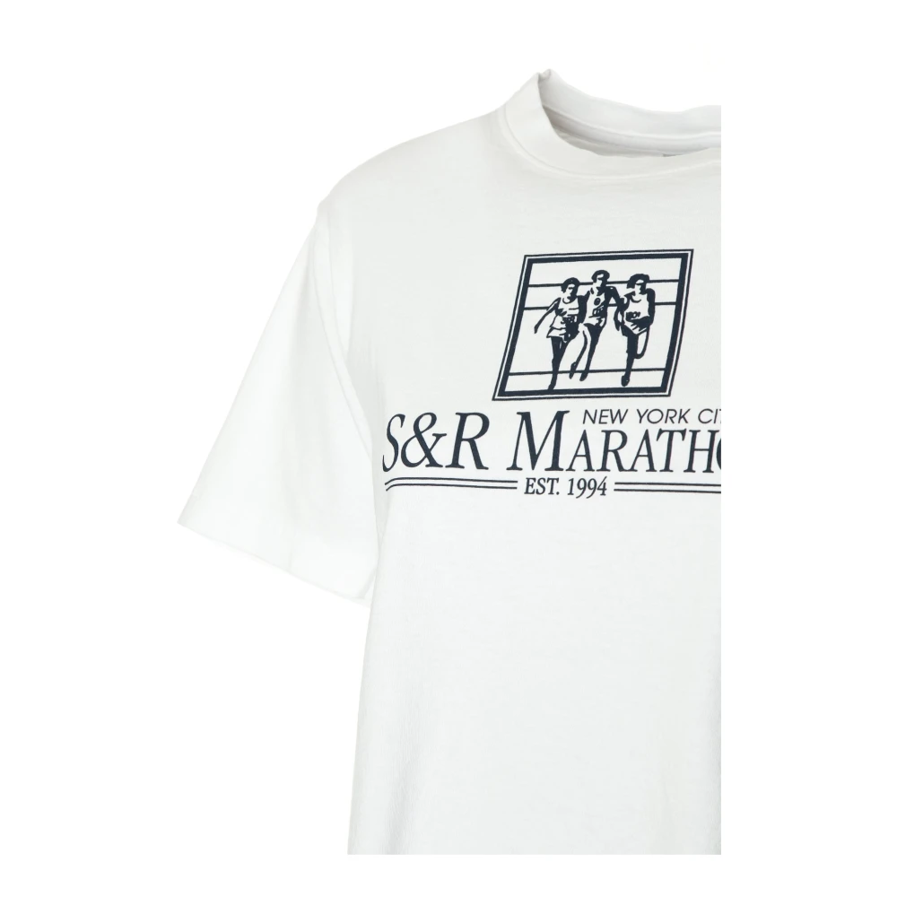 Sporty & Rich NY Marathon Katoenen T-Shirt White Heren