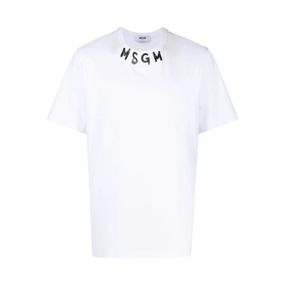 Msgm Logo Print T-shirt White Heren