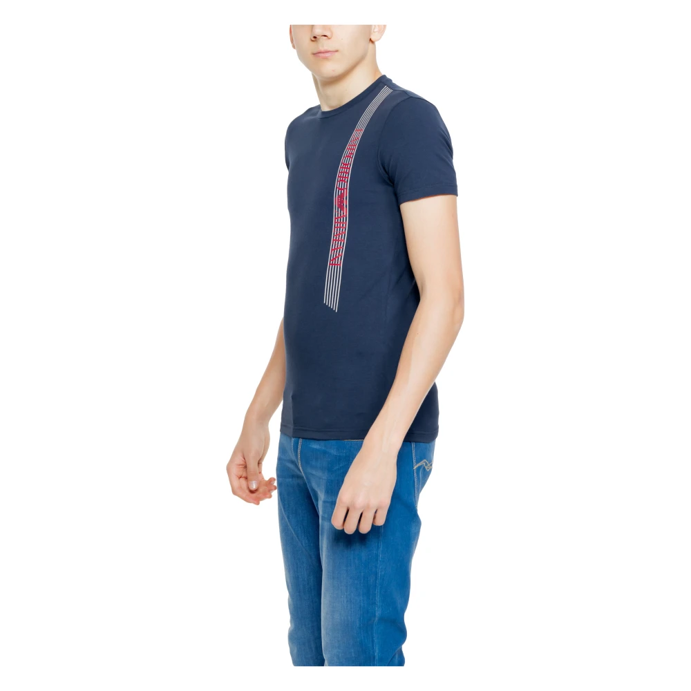 Emporio Armani Blauw Bedrukt T-shirt voor Mannen Blue Heren