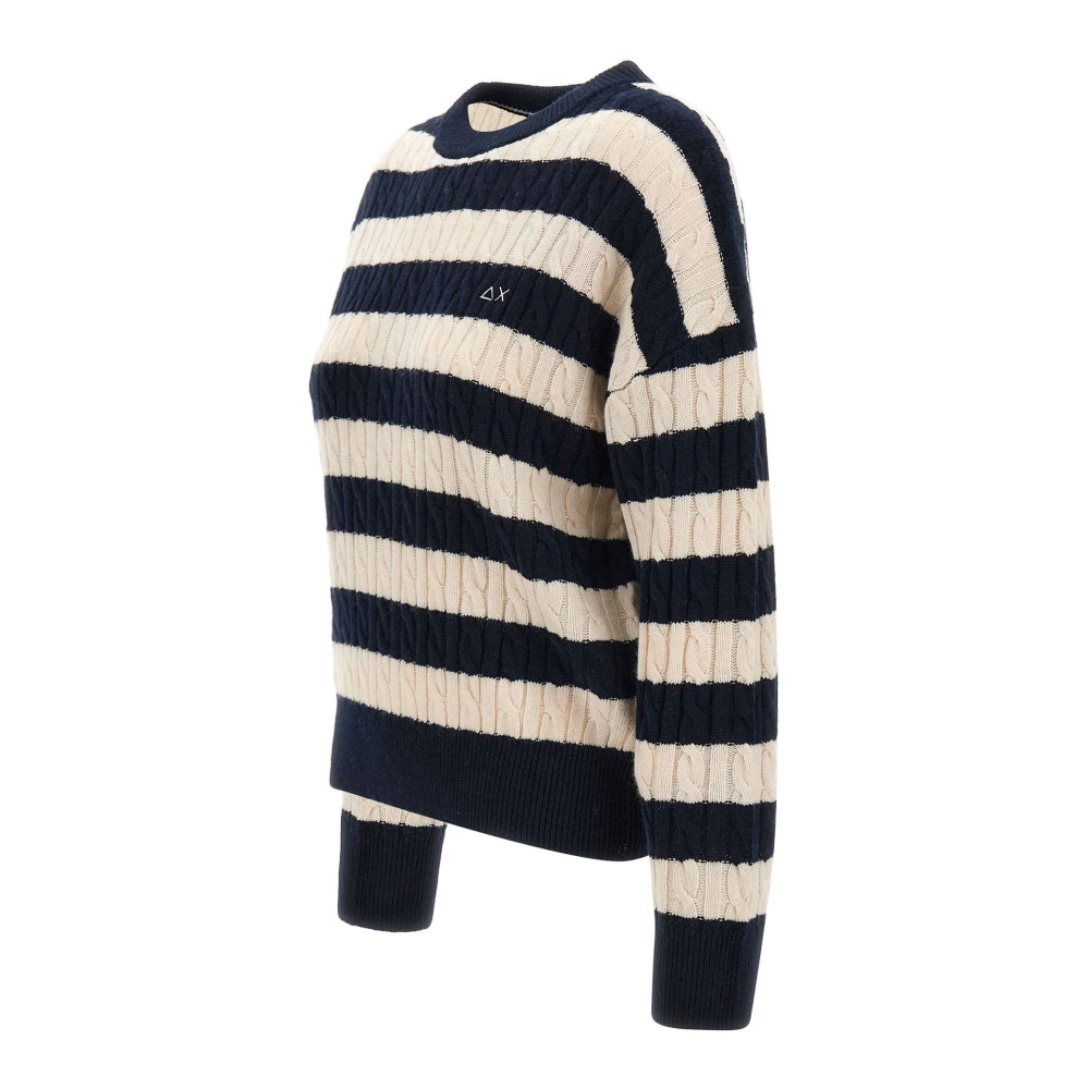 Sun68 Gestreepte Blauwe Trui met Logoborduursel Multicolor Dames