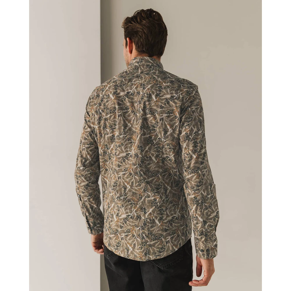 State of Art Gedrukt overhemd lange mouw Brown Heren