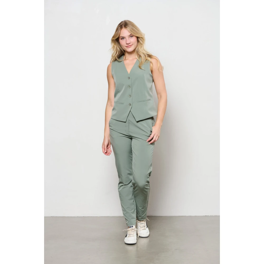 &Co Woman Gewatteerde Vest met Capuchon Green Dames