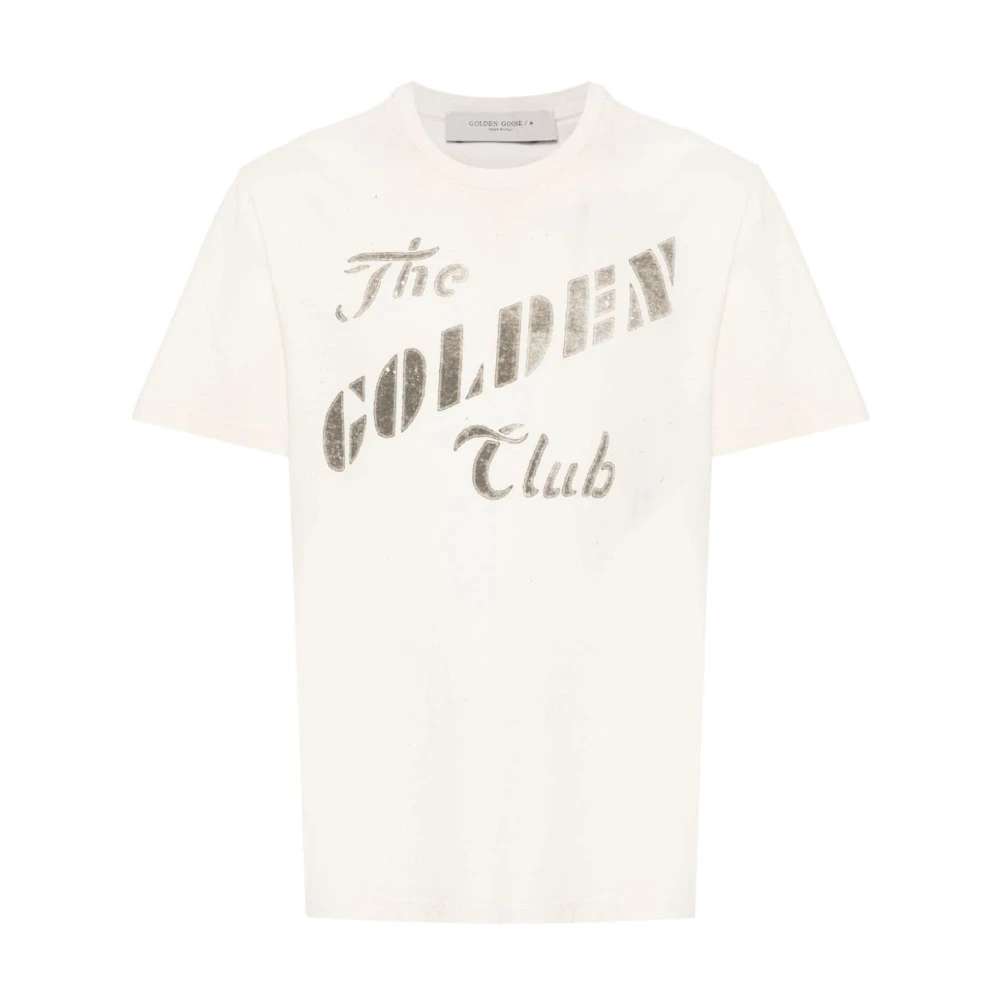 Golden Goose T-shirt met Logo Print en Ronde Hals White Heren