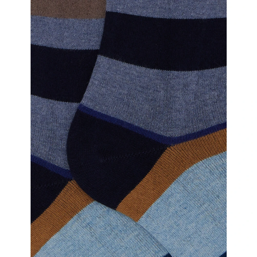 Gallo Lange blauwe katoenen sokken voor heren met veelkleurige macrostrepen Multicolor Heren