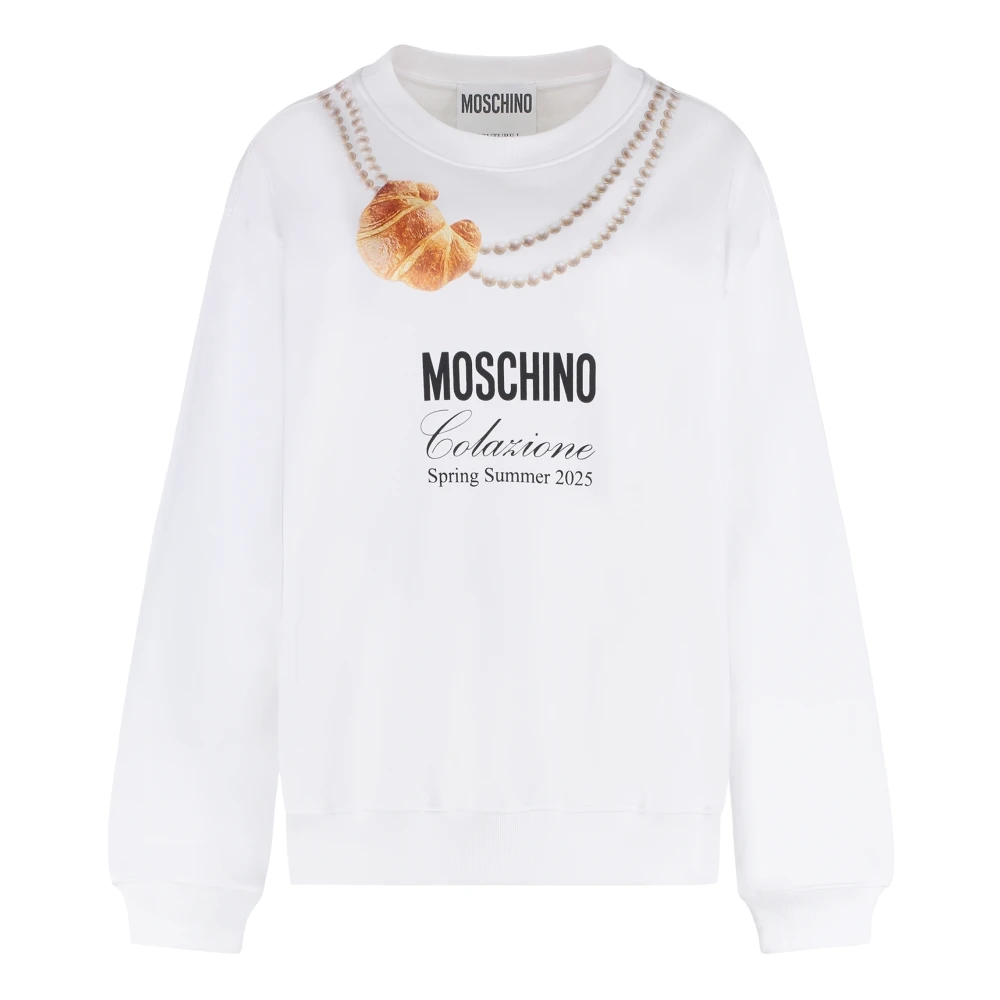 Moschino Katoenen sweatshirt met geribbelde randen White Dames