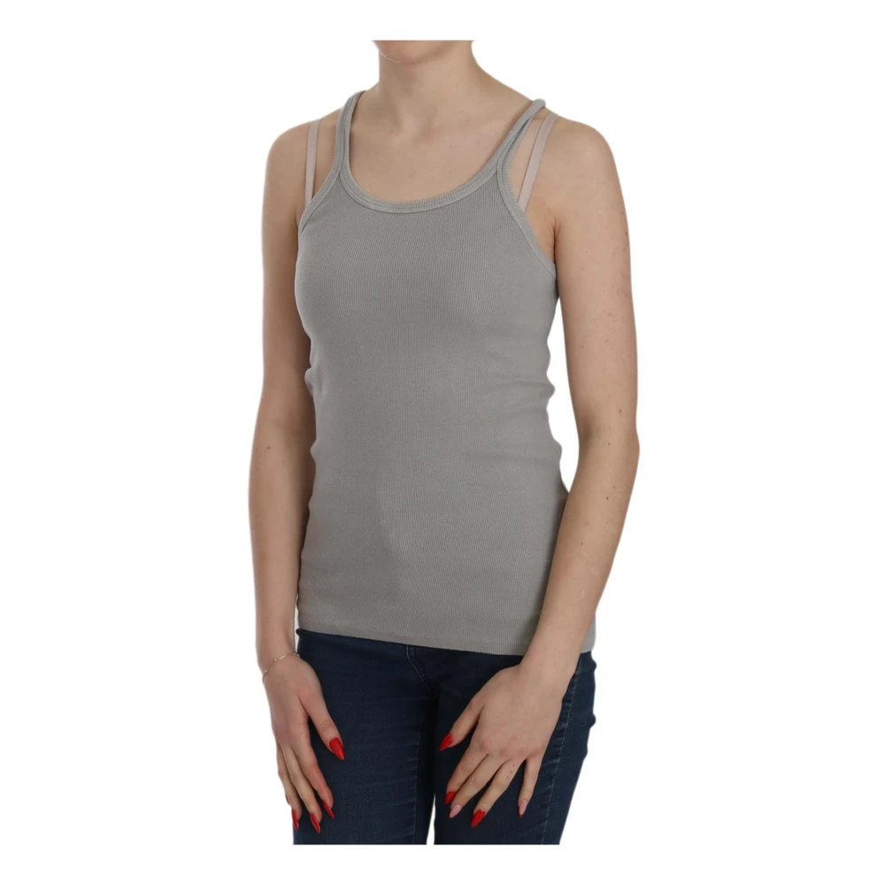 Pink Memories Grijze Mouwloze Spaghetti Strap Top Blouse Gray Dames