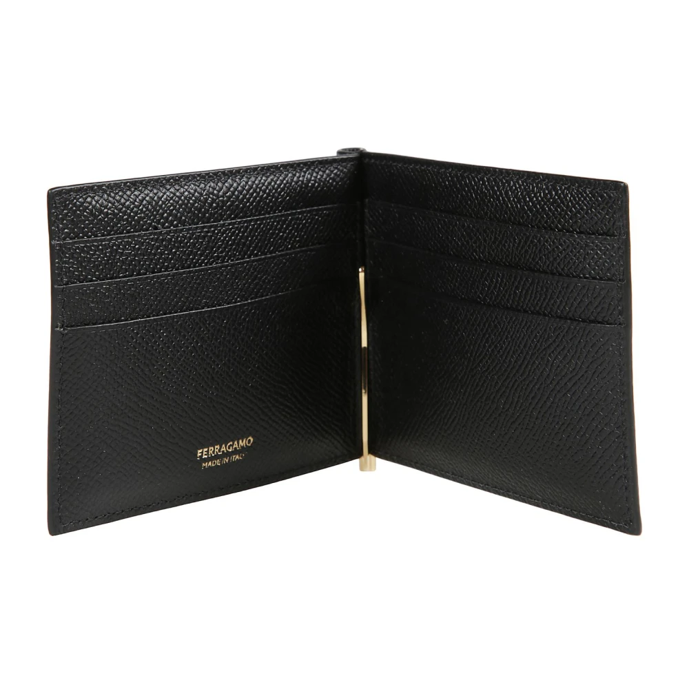 Salvatore Ferragamo Stijlvol Leren Portemonnee voor Mannen Black Heren
