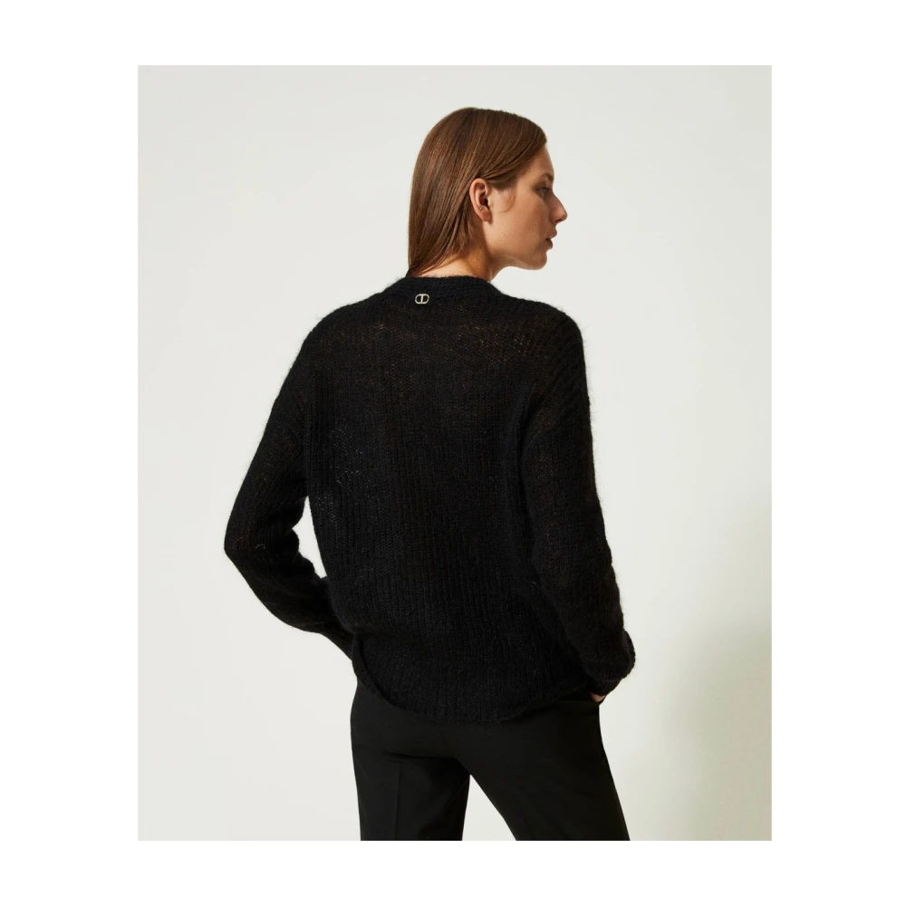 Twinset Gevlochten pailletten trui Black Dames