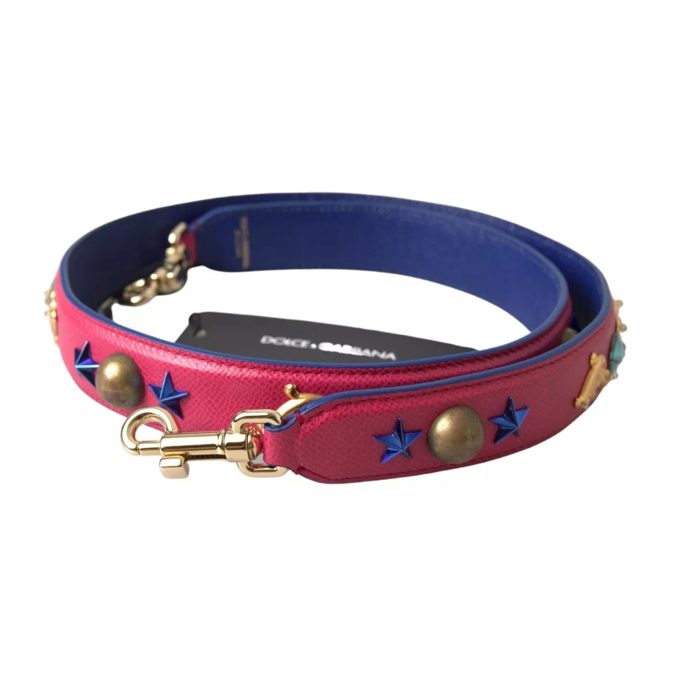 Dolce & Gabbana , Bag Accessories, Female, Red, One Size, Pink Exotic Leather Studded Shoulder Strap