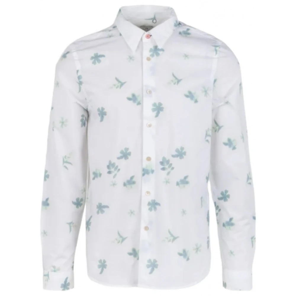 Paul Smith Wit Bloemen Aquarel Print Overhemd White Heren