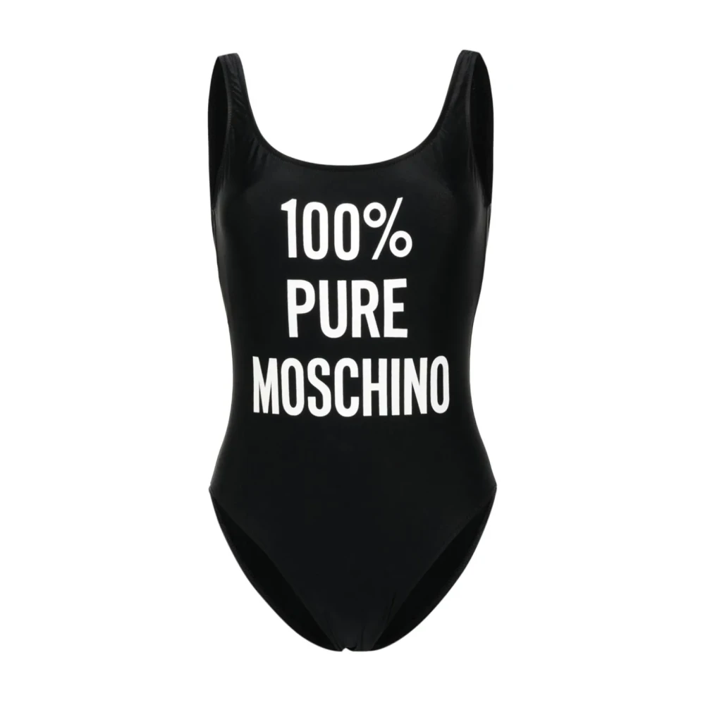 Moschino Zwart zeekleding met logo print Black Dames