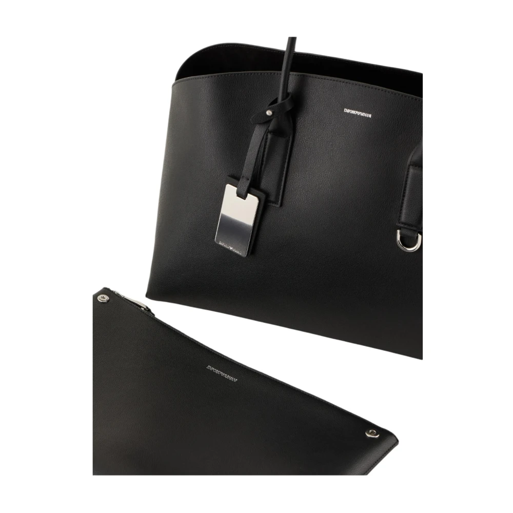 Emporio Armani Stijlvolle Leren Portemonnee Black Dames