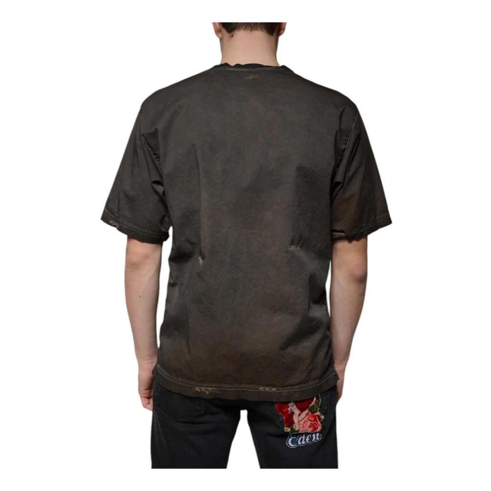 Dolce & Gabbana Bruine Grafische Print Katoenen T-shirt Brown Heren